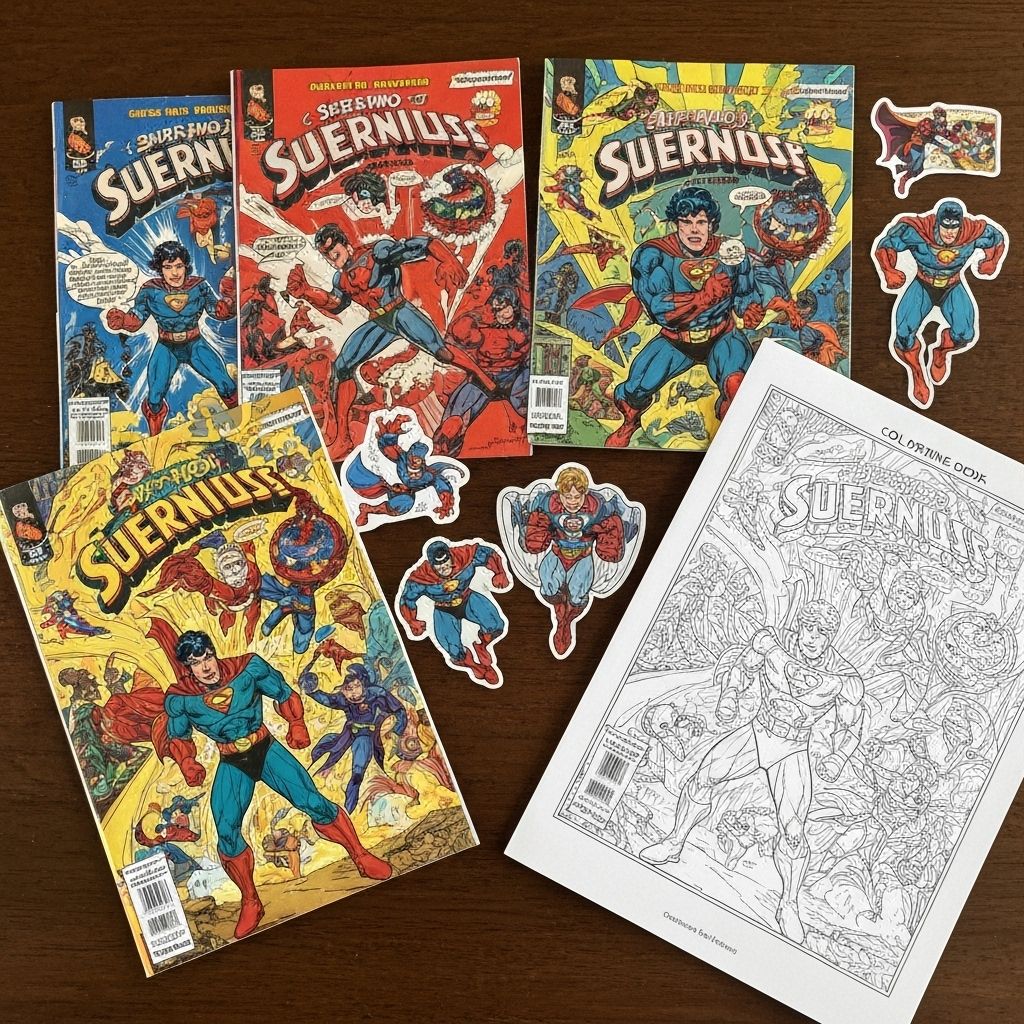 Paquete completo: cómics impresos idénticos, stickers y versión para colorear